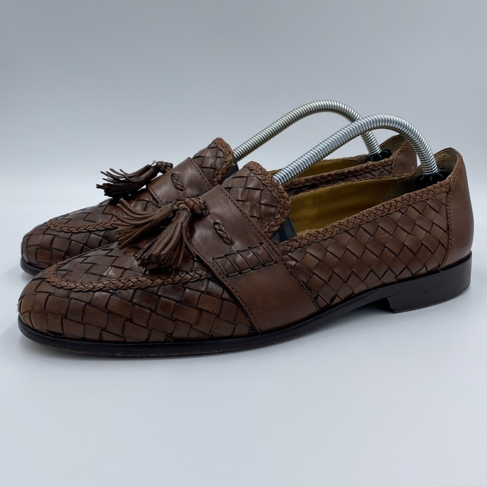 Cole Haan Bragano Brown Woven Leather Tassel Men's Size 10 M Loafers C08051